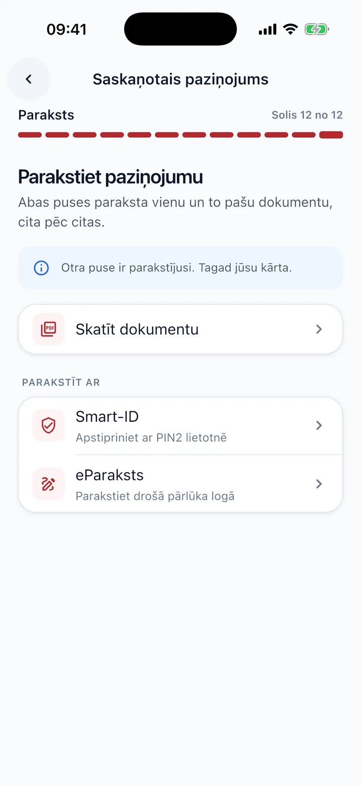 Parakstīšana: otra puse ir parakstījusi, tagad jūsu kārta